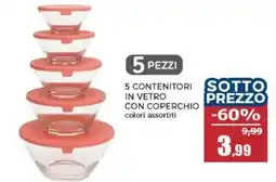 Happy Casa 5 contenitori in vetro con coperchio offerta