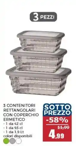 Happy Casa 3 CONTENITORI RETTANGOLARI CON COPERCHIO ERMETICO offerta