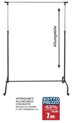 Happy Casa Appendiabiti allungabile con ruote offerta