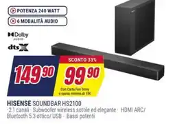 Trony HISENSE SOUNDBAR HS2100 offerta