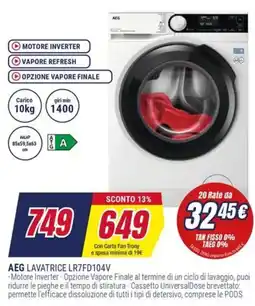Trony AEG LAVATRICE LR7FD104V offerta