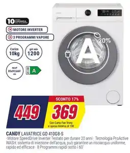 Trony CANDY LAVATRICE GD 410G8-S offerta
