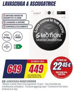 Trony LG LAVASCIUGA W4NX1085NWB offerta