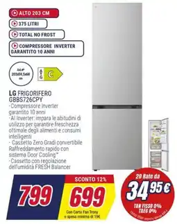 Trony LG FRIGORIFERO GBBS726CPY offerta