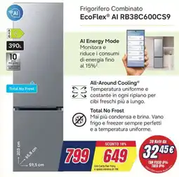 Trony Frigorifero Combinato EcoFlex® AI RB38C600CS9 offerta