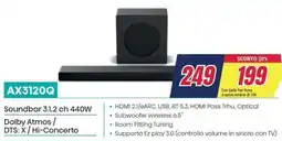Trony AX3120Q Soundbar 3.1.2 ch 440W offerta