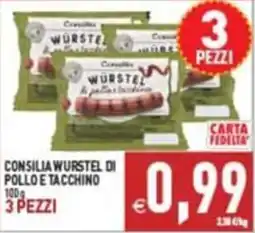 Pim Supermercati Consilia WURSTEL di pollo e tacchino offerta