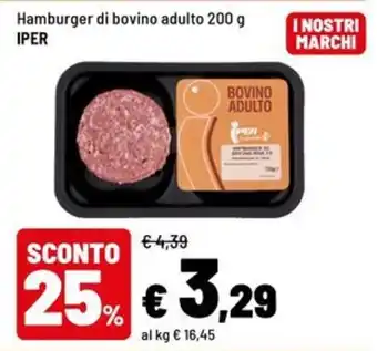 Iper La Grande Hamburger di bovino adulto offerta