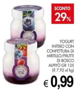 PrestoFresco Yogurt intero con confettura di mirtillo/frutti di bosco Alpiyò offerta