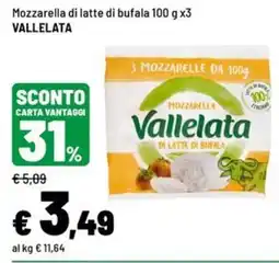 Iper La Grande Mozzarella di latte di bufala Vallelata offerta