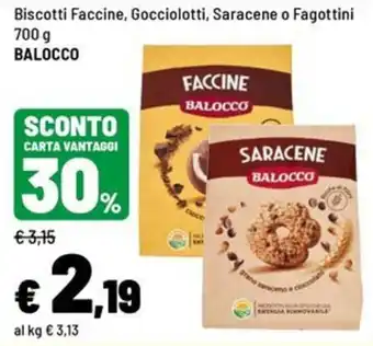 Iper La Grande Biscotti Faccine, Gocciolotti, Saracene o Fagottini BALOCCO offerta