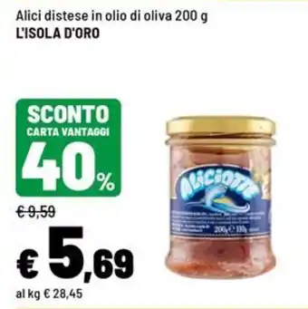 Iper La Grande Alici distese in olio di oliva L'ISOLA D'ORO offerta