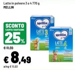 Iper La Grande Latte in polvere 3 o 4 MELLIN offerta