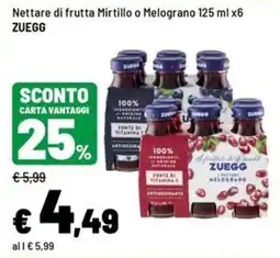 Iper La Grande Nettare di frutta Mirtillo o Melograno ZUEGG offerta