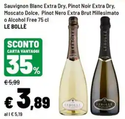 Iper La Grande Sauvignon Blanc Extra Dry, Pinot Noir Extra Dry, Moscato Dolce, Pinot Nero Extra Brut Millesimato o Alcohol Free LEBOLLE offerta