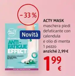 dm drogerie markt ACTY MASK maschera piedi defaticante con calendula e olio di menta offerta