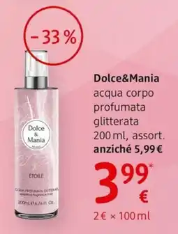 dm drogerie markt Dolce&Mania acqua corpo profumata glitterata offerta