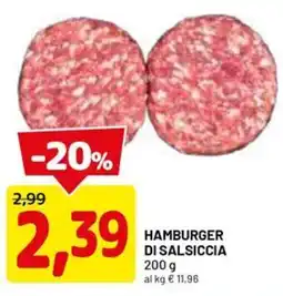 DPiù HAMBURGER DI SALSAICCCIA offerta