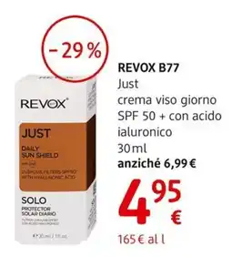 dm drogerie markt REVOX B77 Just crema viso giorno SPF 50+ con acido ialuronico offerta