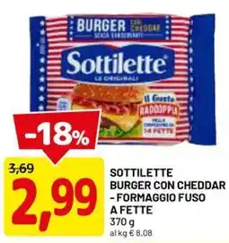 DPiù Sottilette Burger con Cheddar offerta