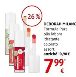 dm drogerie markt DEBORAH MILANO Formula Pura olio labbra idratante colorato offerta