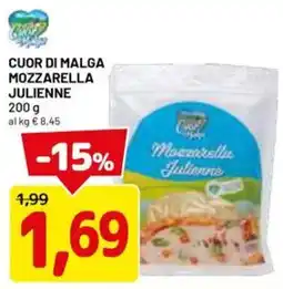 DPiù Cuor di Malga Mozzarella Julienne offerta