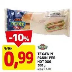 DPiù TEXA'S IN PANINI PER HOT DOG offerta