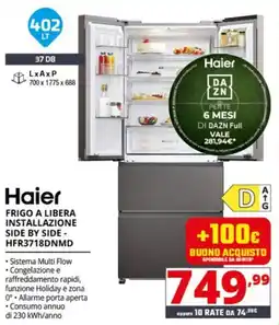 Comet Haier FRIGO A LIBERA INSTALLAZIONE SIDE BY SIDE - HFR3718DNMD offerta