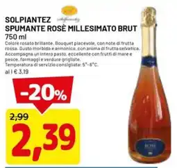 DPiù SOLPIANTEZ SPUMANTE ROSÈ MILLESIMATO BRUT offerta