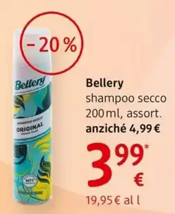 dm drogerie markt Bellery shampoo secco ORIGINAL offerta