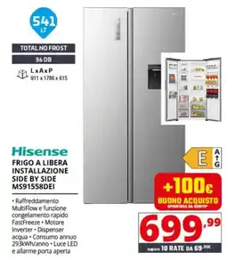 Comet Hisense FRIGO A LIBERA INSTALLAZIONE SIDE BY SIDE offerta