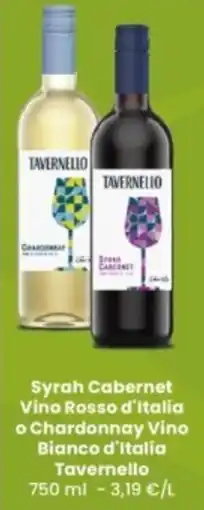 Interspar Syrah Cabernet Vino Rosso d'Italia o Chardonnay Vino Bianco d'Italia Tavernello offerta