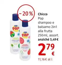 dm drogerie markt Chicco Pop shampoo e balsamo 2in1 alla frutta offerta