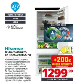 Comet Hisense FRIGO COMBINATO DA INCASSO MBI54370E offerta