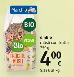 dm drogerie markt dmBio müsli con frutta offerta