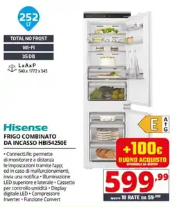 Comet Hisense FRIGO COMBINATO DA INCASSO HBI54250E offerta