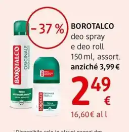 dm drogerie markt BOROTALCO deo spray e deo roll offerta