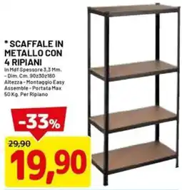 DPiù Scaffale in metallo con 4 ripiani offerta