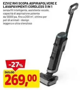 DPiù EZVIZ RH1 SCOPA ASPIRAPOLVERE E LAVAPAVIMENTI CORDLESS 3 IN 1 offerta