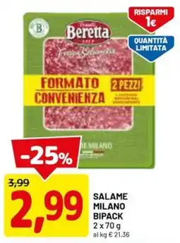 DPiù Salame Milano Beretta offerta
