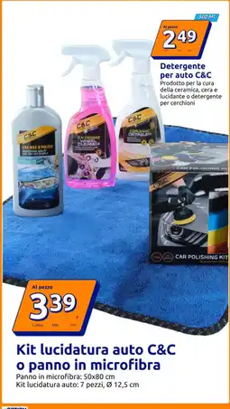 Action Kit lucidatura auto C&C o panno in microfibra offerta
