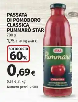 Ipercoop Passata di pomodoro classica Pummarò Star offerta