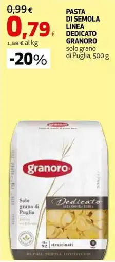 Ipercoop Pasta di semola linea dedicato granoro offerta