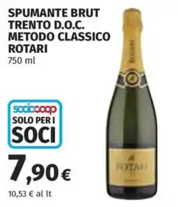 Ipercoop Spumante Brut Trento D.O.C. Metodo Classico Rotari offerta