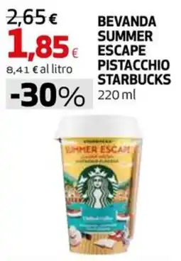 Ipercoop BEVANDA SUMMER ESCAPE PISTACCHIO STARBUCKS offerta