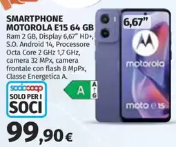 Ipercoop SMARTPHONE MOTOROLA E15 64 GB offerta