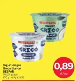 Despar Yogurt magro Greco bianco DESPAR offerta