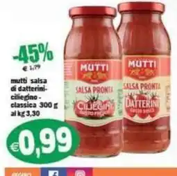 Il Castoro Supermercati Mutti salsa di datterini ciliegino classica offerta