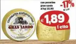 Il Castoro Supermercati caoc pecorino gran sardo offerta