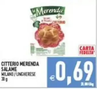 Supermercati Agorà Citterio Merenda Salame offerta